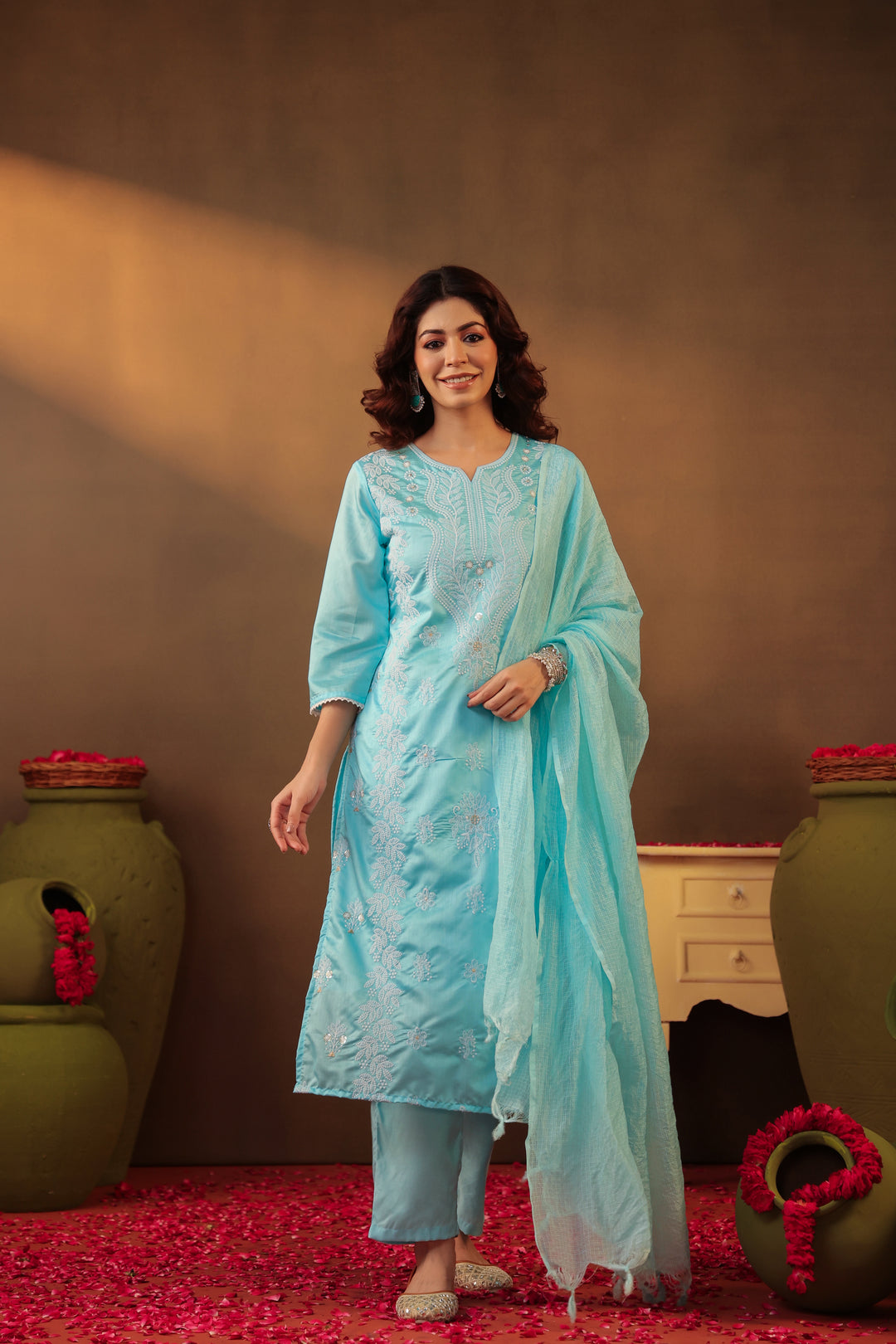 Chikankari Suit Set Blue