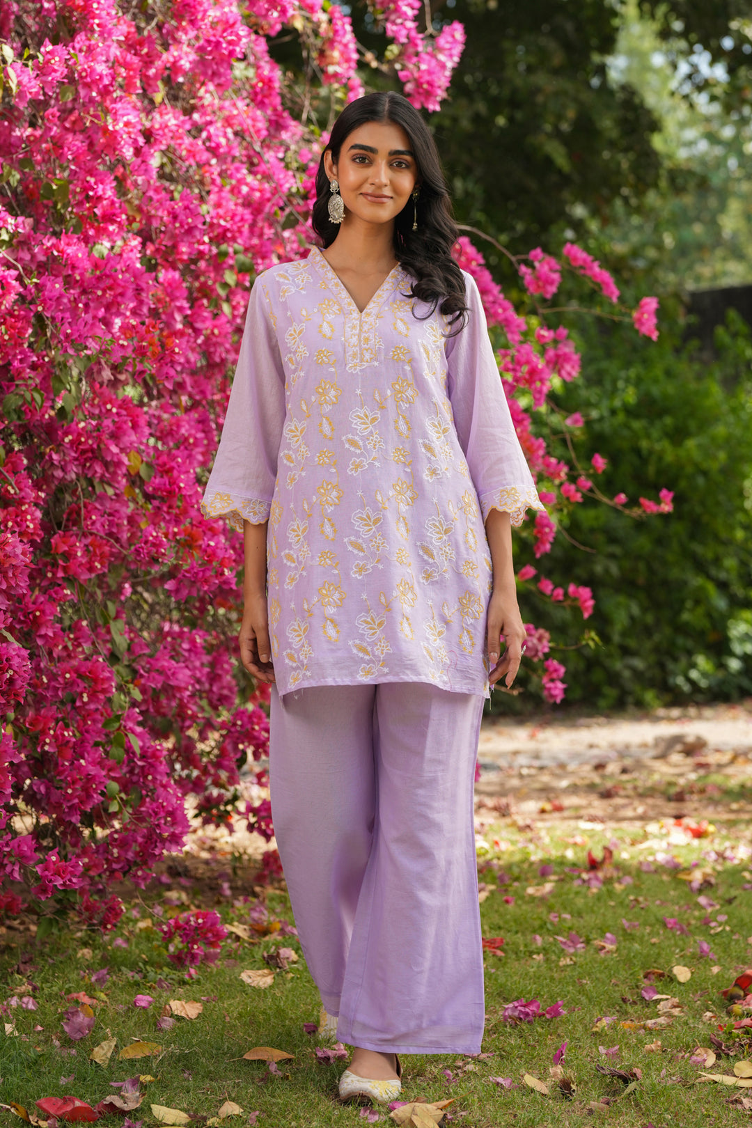 Lavender Embroidered Suit Set