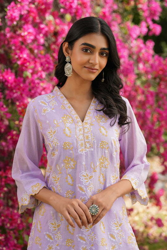 Lavender Embroidered Suit Set