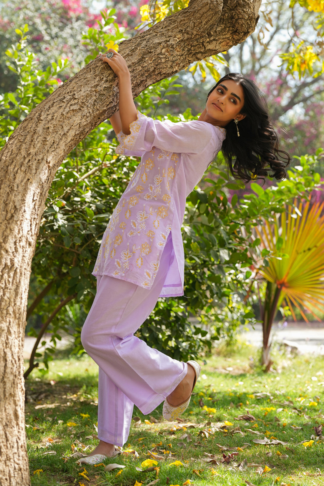 Lavender Embroidered Suit Set