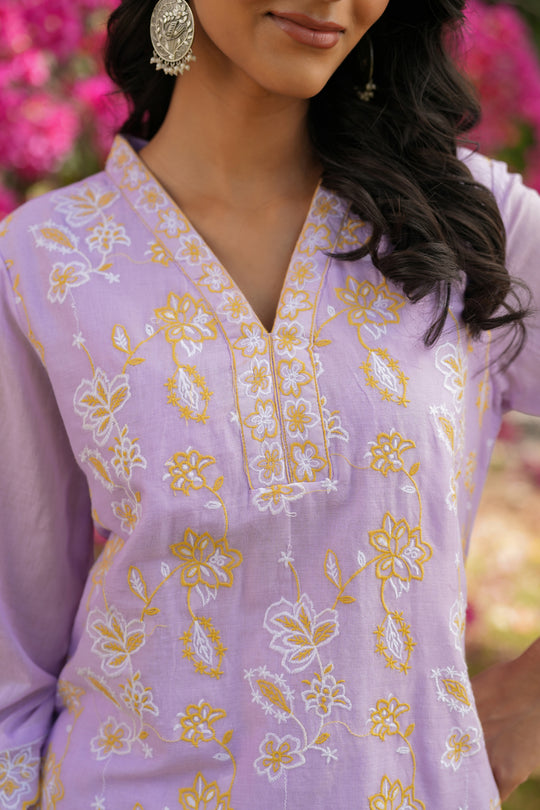 Lavender Embroidered Suit Set
