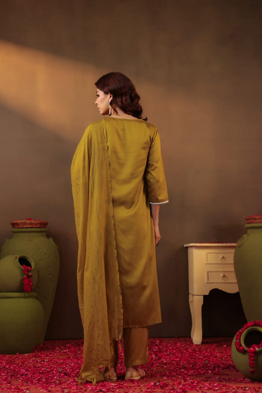 Chikankari Suit Set Olive