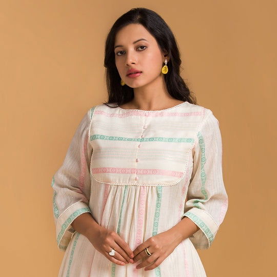 Boat Neck Striped Kurta with Straight Pants - Cult91