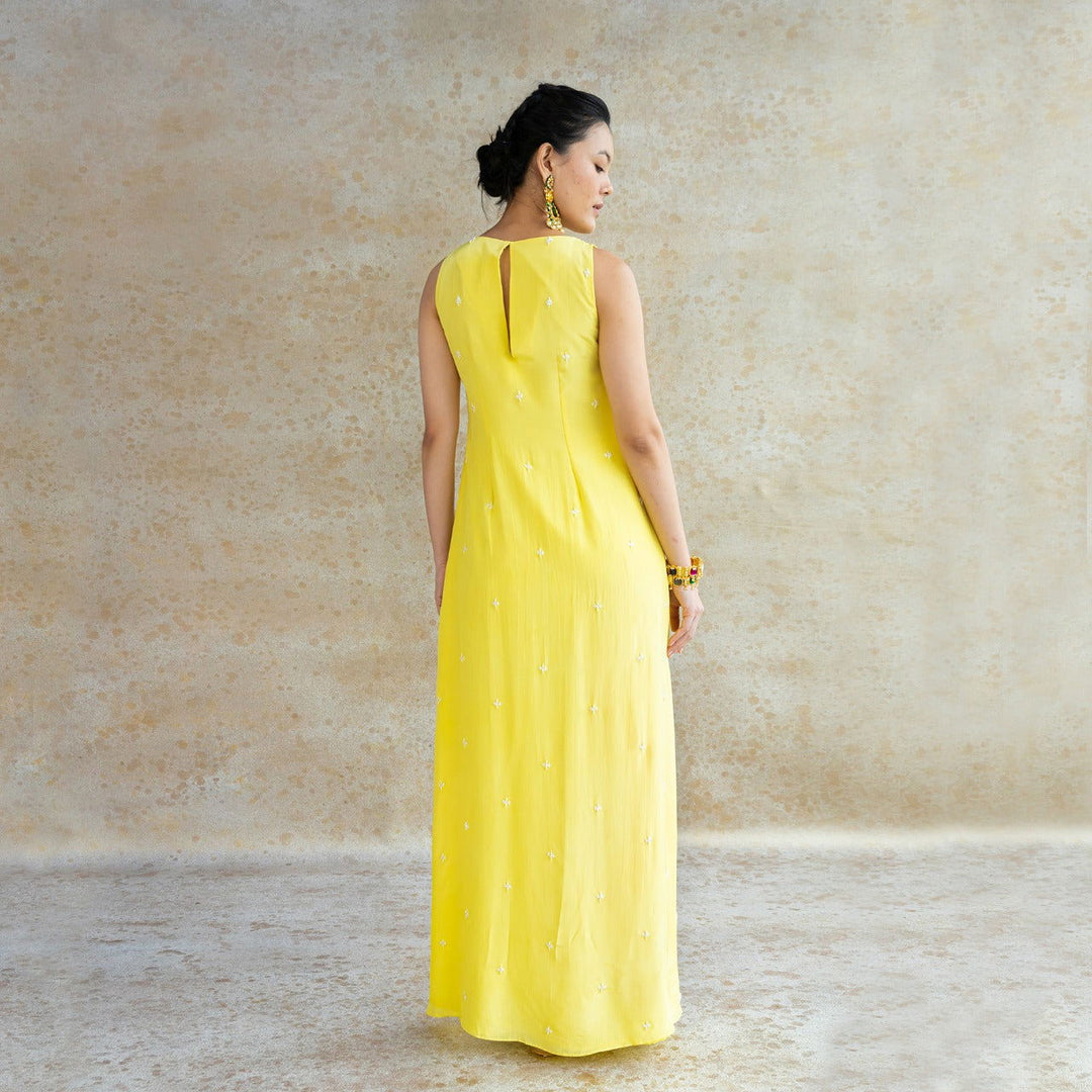 Pastel Yellow High-Low Kurta with Ivory Tulip Pant Set - Cult91