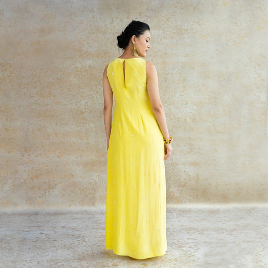 Pastel Yellow High-Low Kurta with Ivory Tulip Pant Set - Cult91