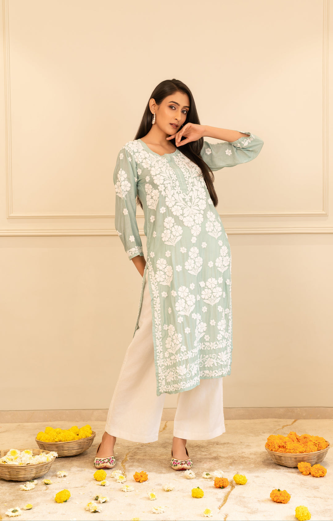 Sea Green Chikankari Kurta