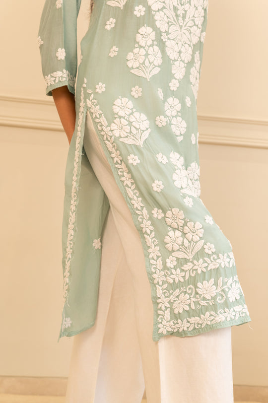 Sea Green Chikankari Kurta