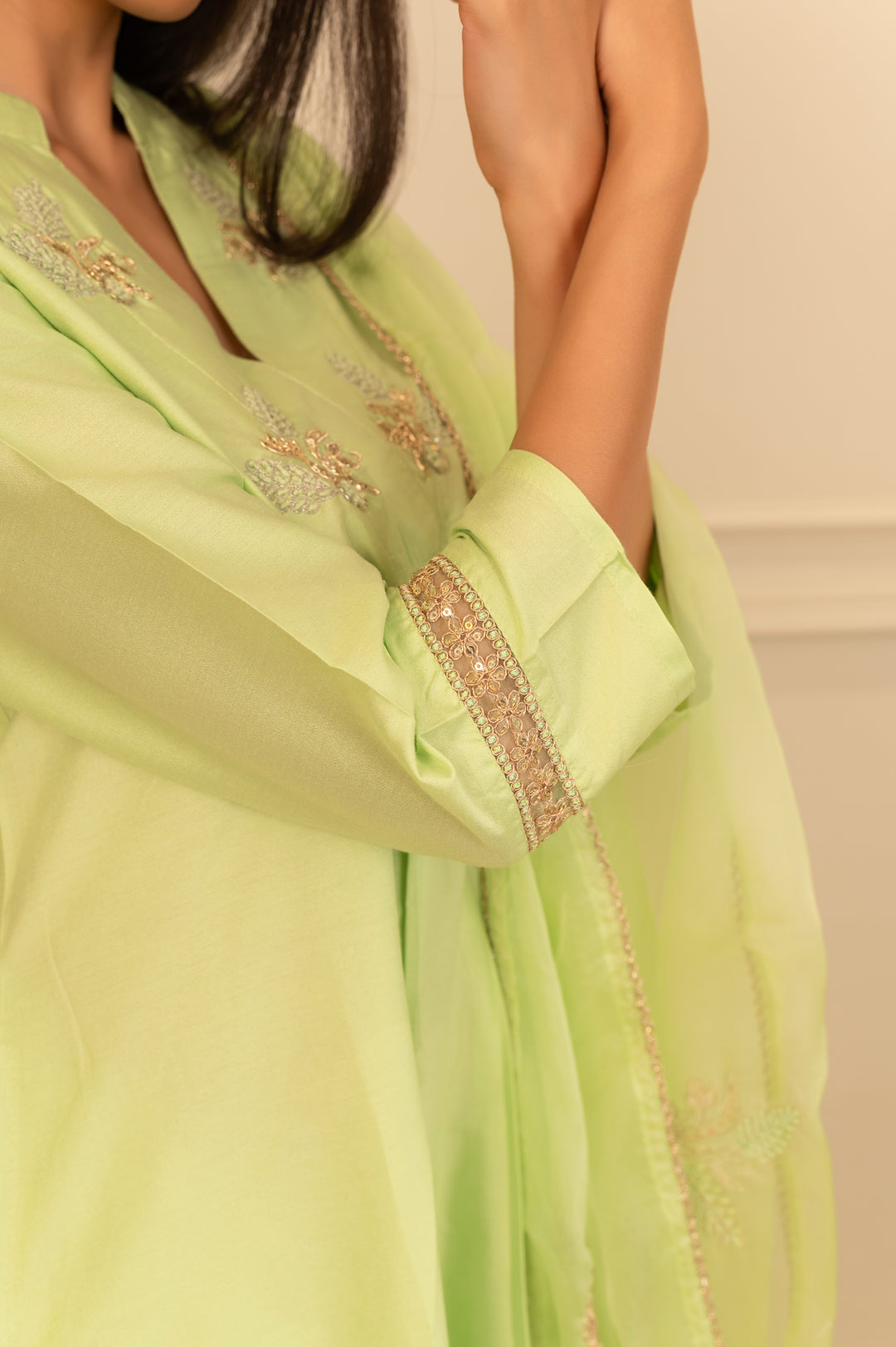 Light Green Embroidered Kurta Set with Dupatta