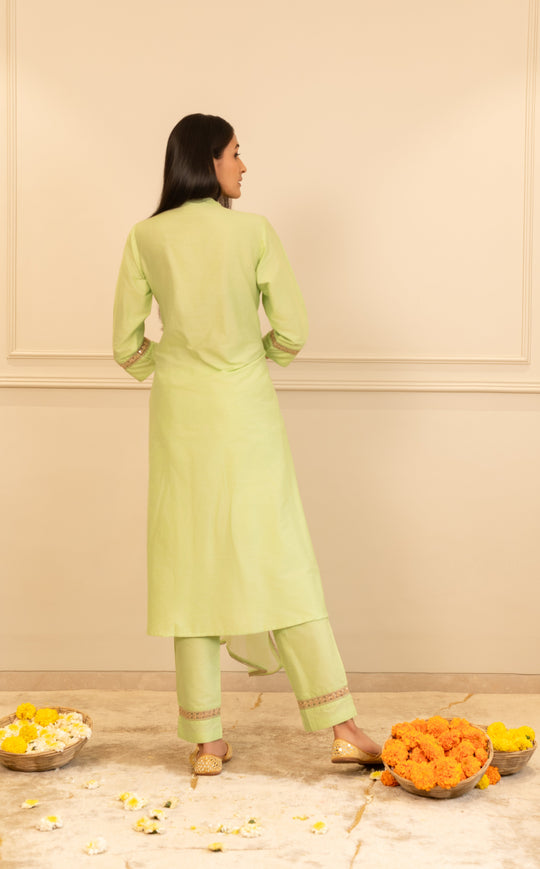 Light Green Embroidered Kurta Set with Dupatta