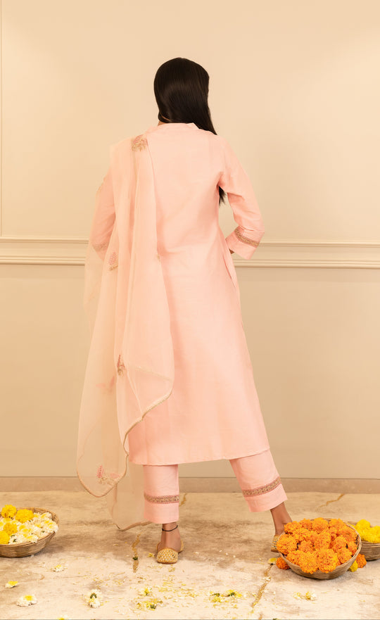 Light Pink Embroidered Kurta Set with Dupatta