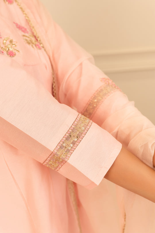 Light Pink Embroidered Kurta Set with Dupatta