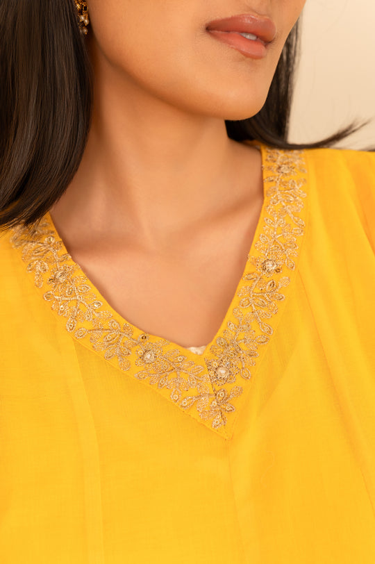 Yellow Embroidered Anarkali Set with Dupatta