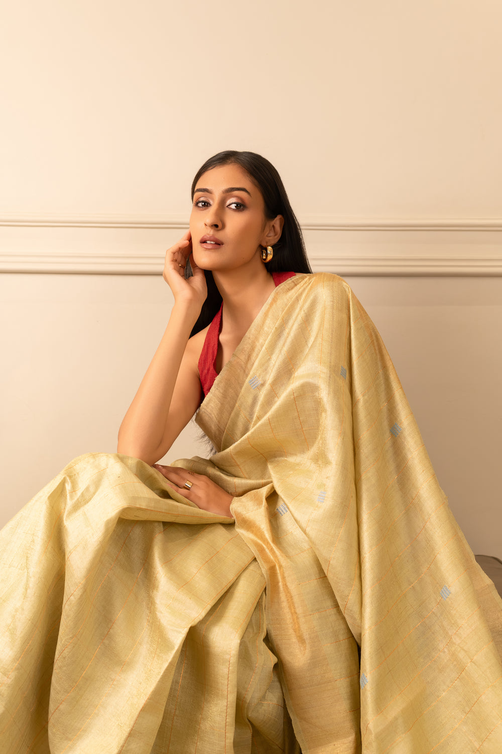 Pastel Green Tussar Handloom Saree