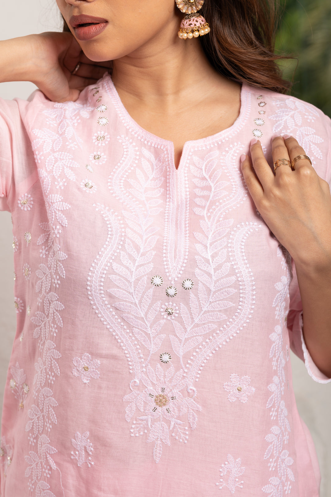 Chikankari Suit Set Pink