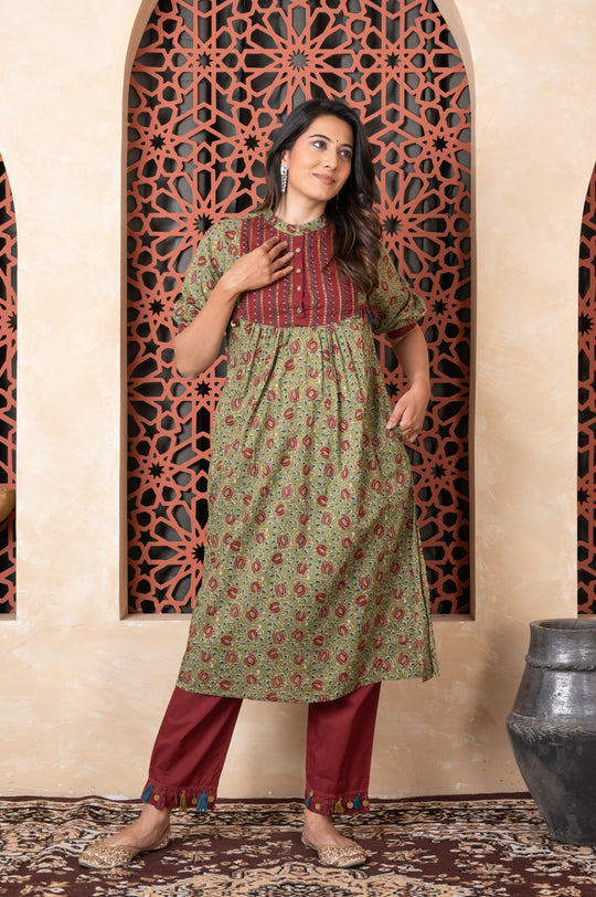 Neck Patch Work kurta set