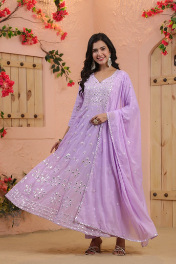 Lavender Anarkali Set