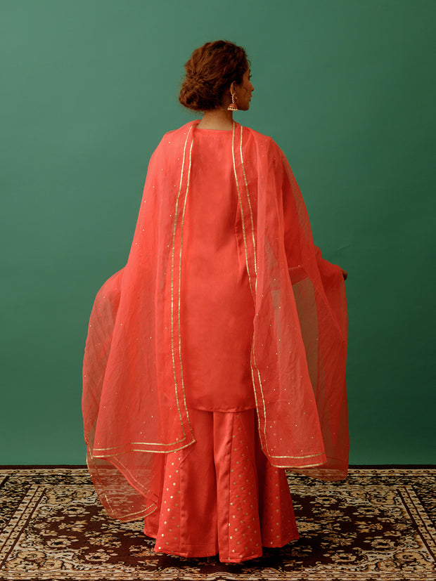 Carrot Red Banarasi Suit
