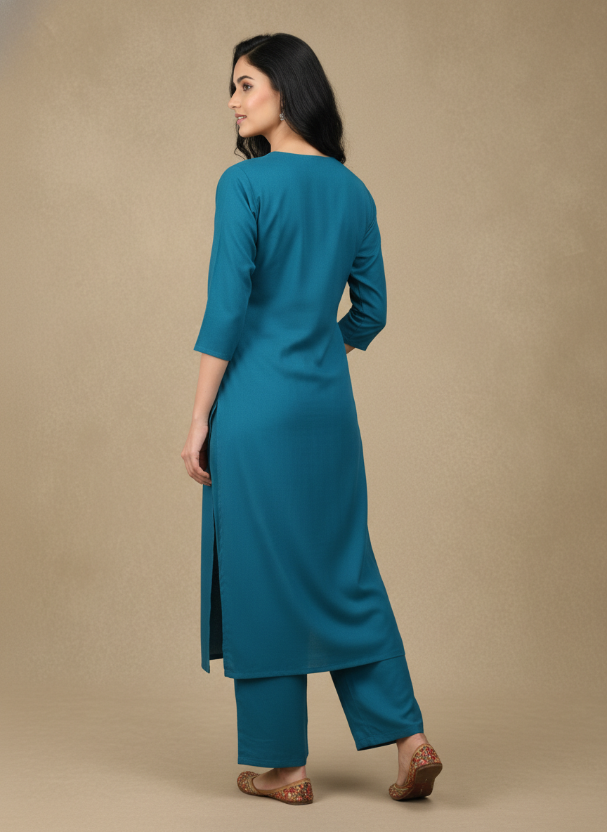 Teal embroidered Co-ord Set