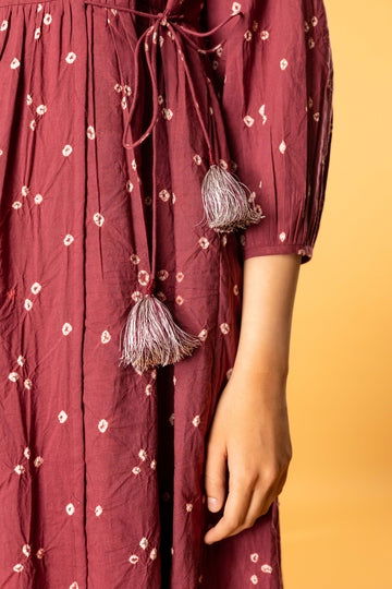 Bandhani angrakha dress in magenta - Cult91