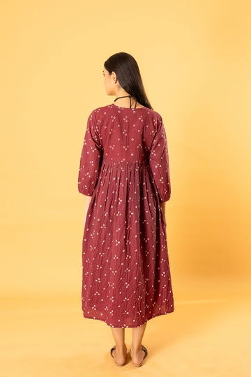 Bandhani angrakha dress in magenta - Cult91