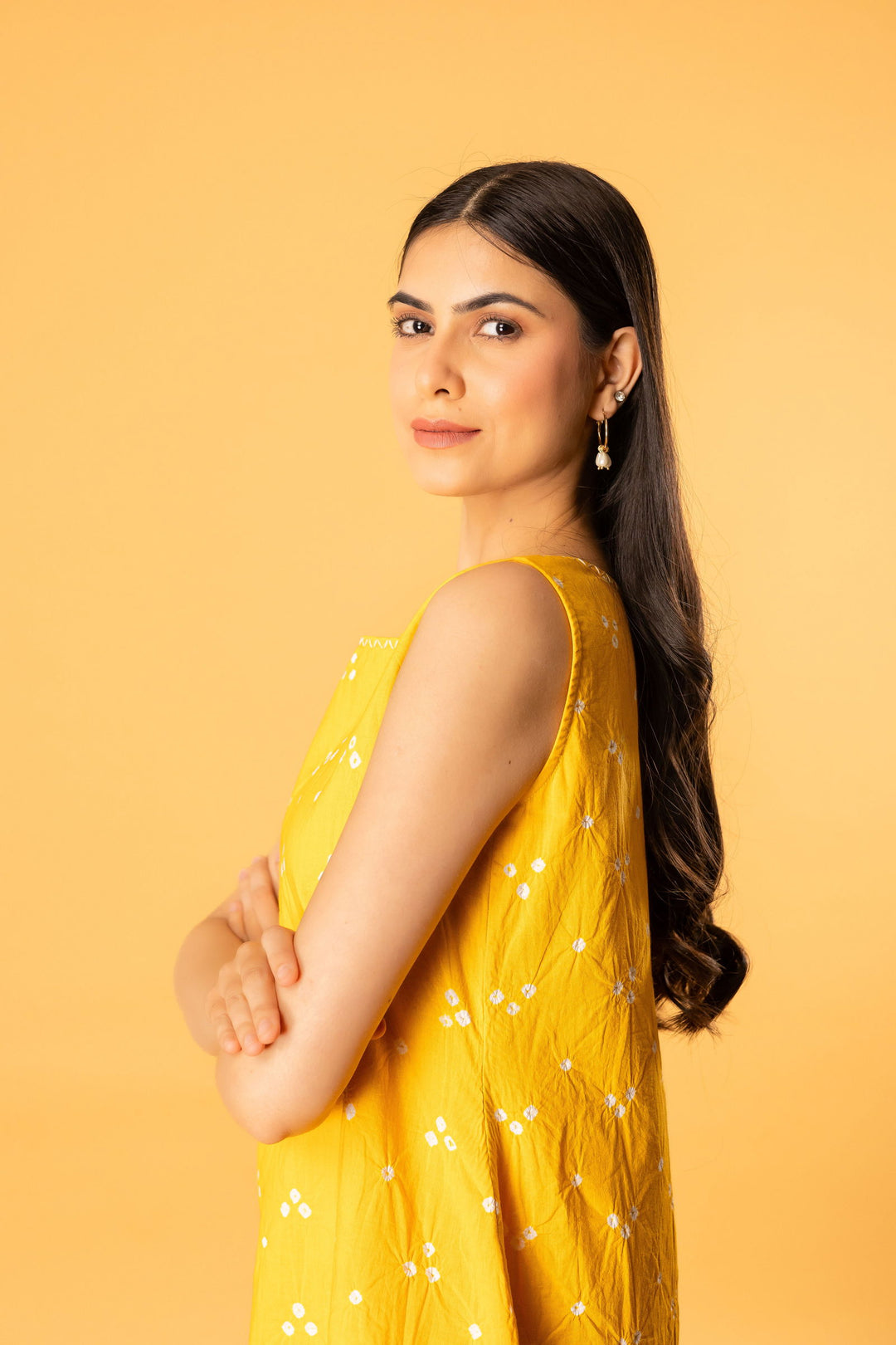 Bandhani short dress in yellow - Cult91