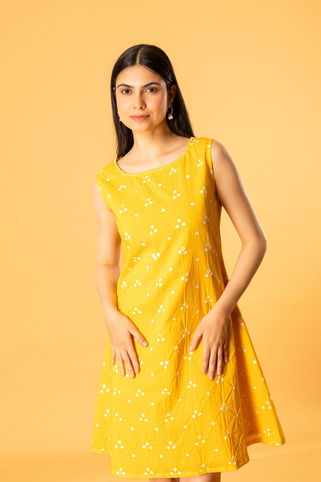 Bandhani short dress in yellow - Cult91