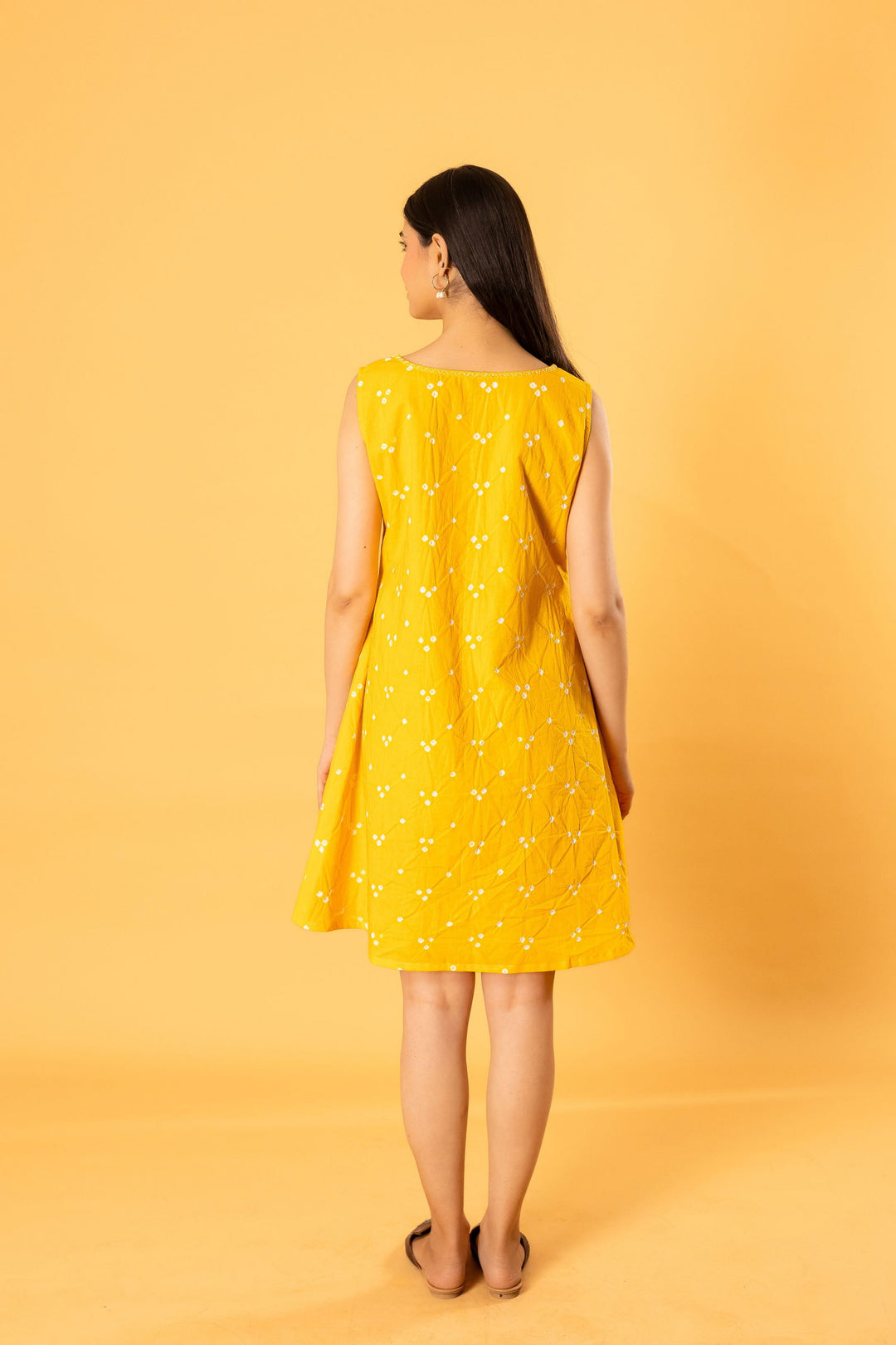 Bandhani short dress in yellow - Cult91