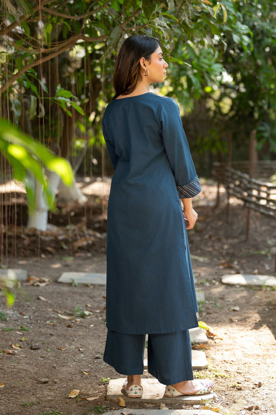 Blue Cotton Flex Kurta Set - Cult91