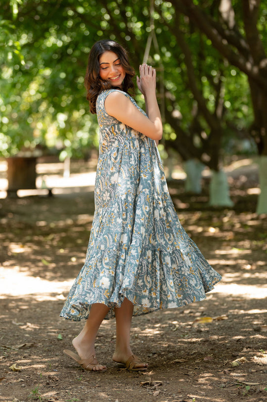 Blue Tiered Maxi Dress - Cult91