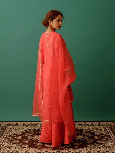 Carrot Red Banarasi Suit - Cult91