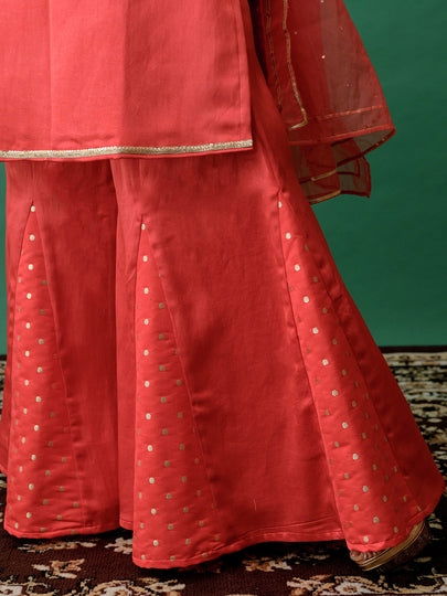 Carrot Red Banarasi Suit - Cult91