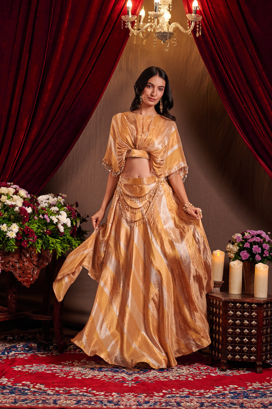 Golden Cape Style Lehenga Set