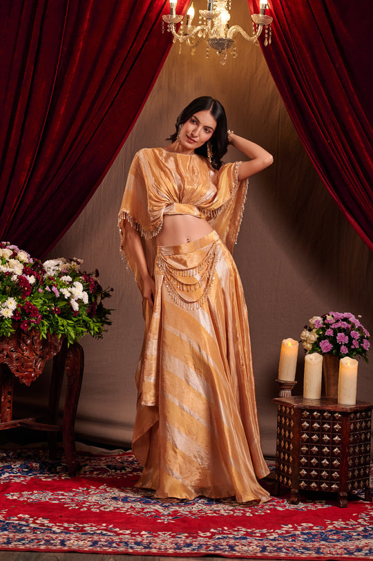 Golden Cape Style Lehenga Set
