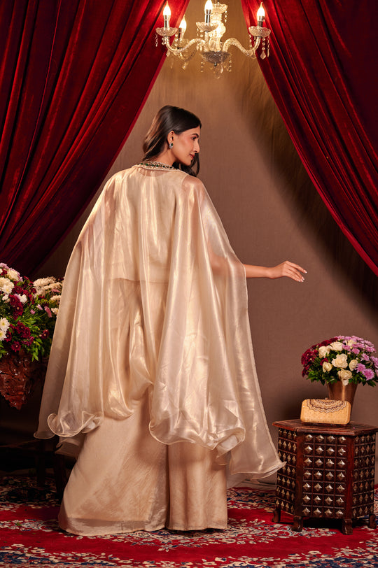 Ivory Emerald Stonework Kaftan set