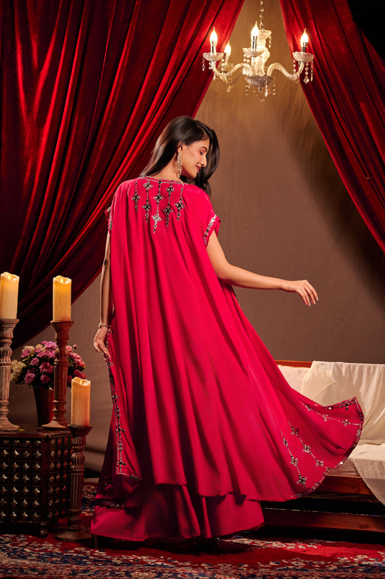 Magenta Mirror Embroidered lehenga set with Jacket