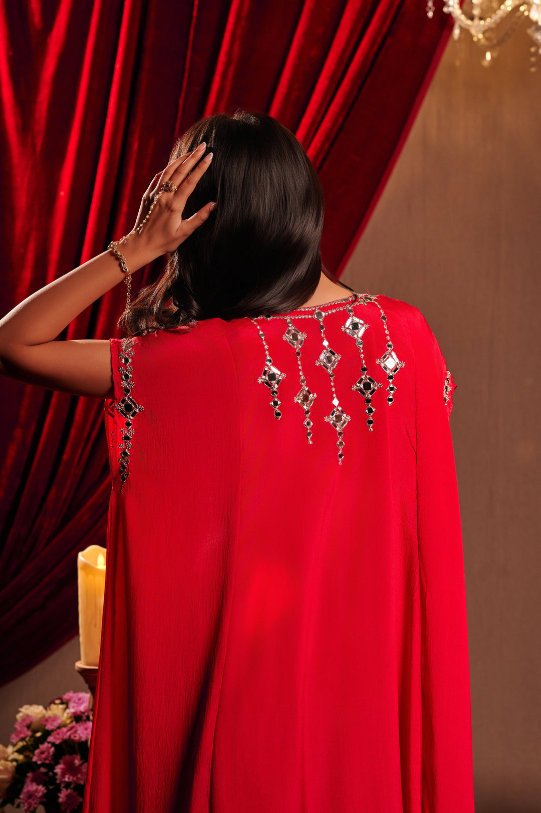 Magenta Mirror Embroidered lehenga set with Jacket