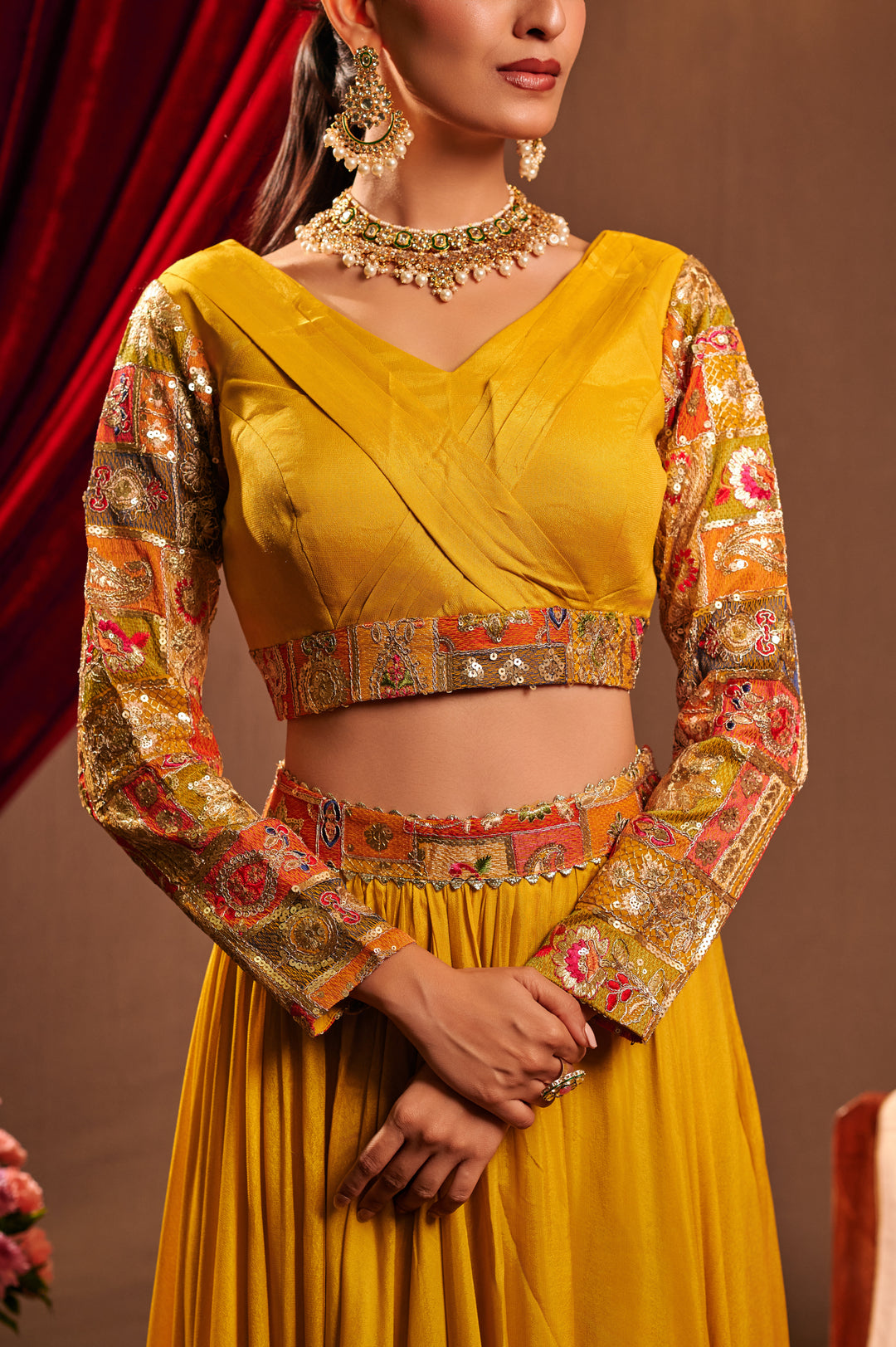 Yellow Sequin Lehenga Set