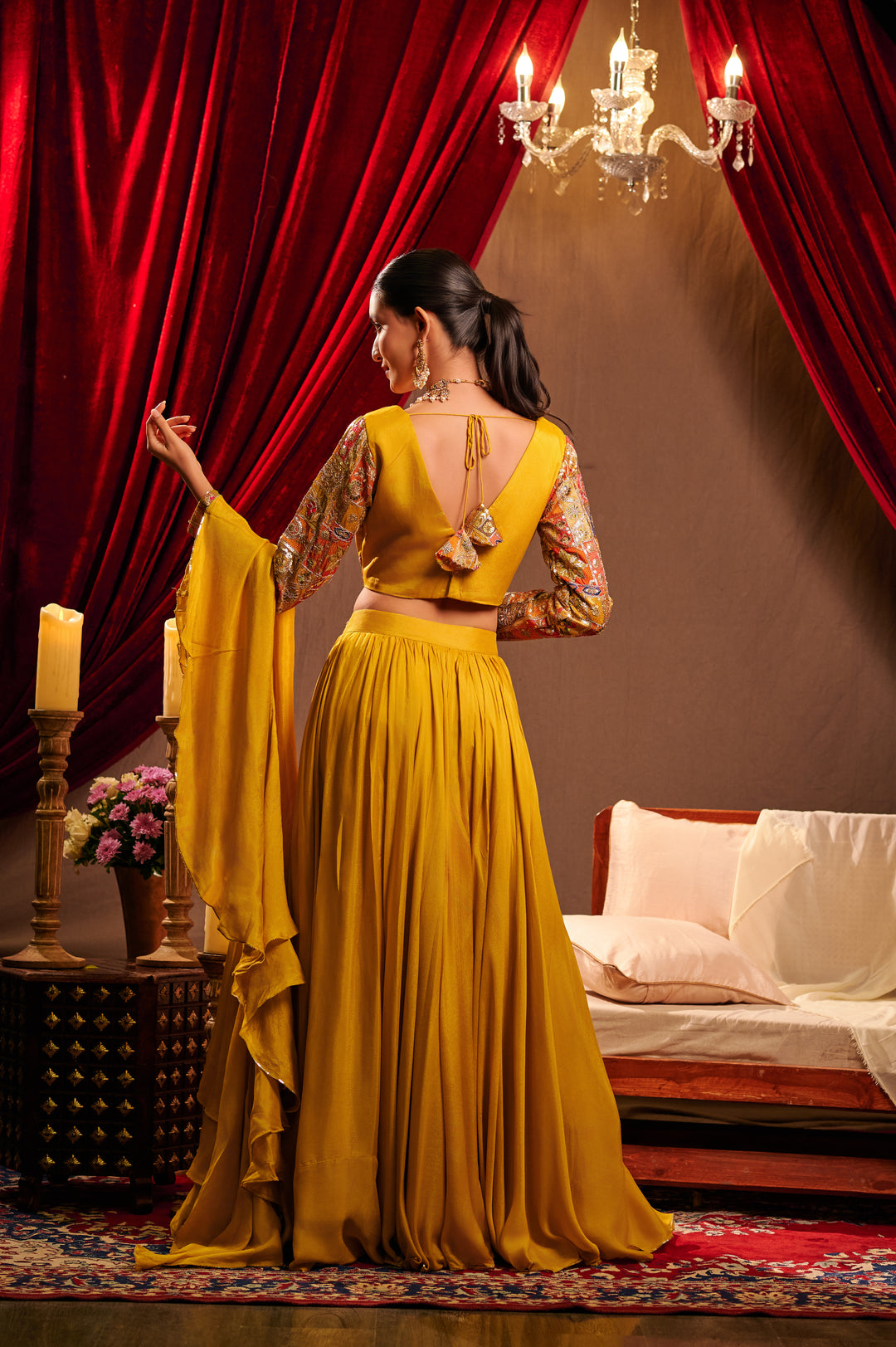 Yellow Sequin Lehenga Set