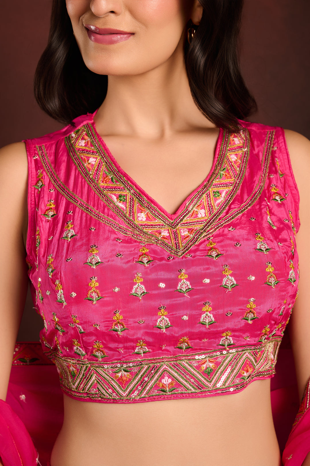 Fushsia Pink Skirt Set with Jacket