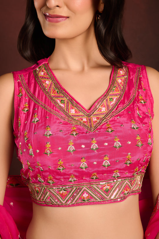 Fushsia Pink Skirt Set with Jacket