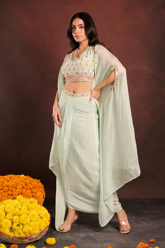 Mint Green Skirt Set with Jacket