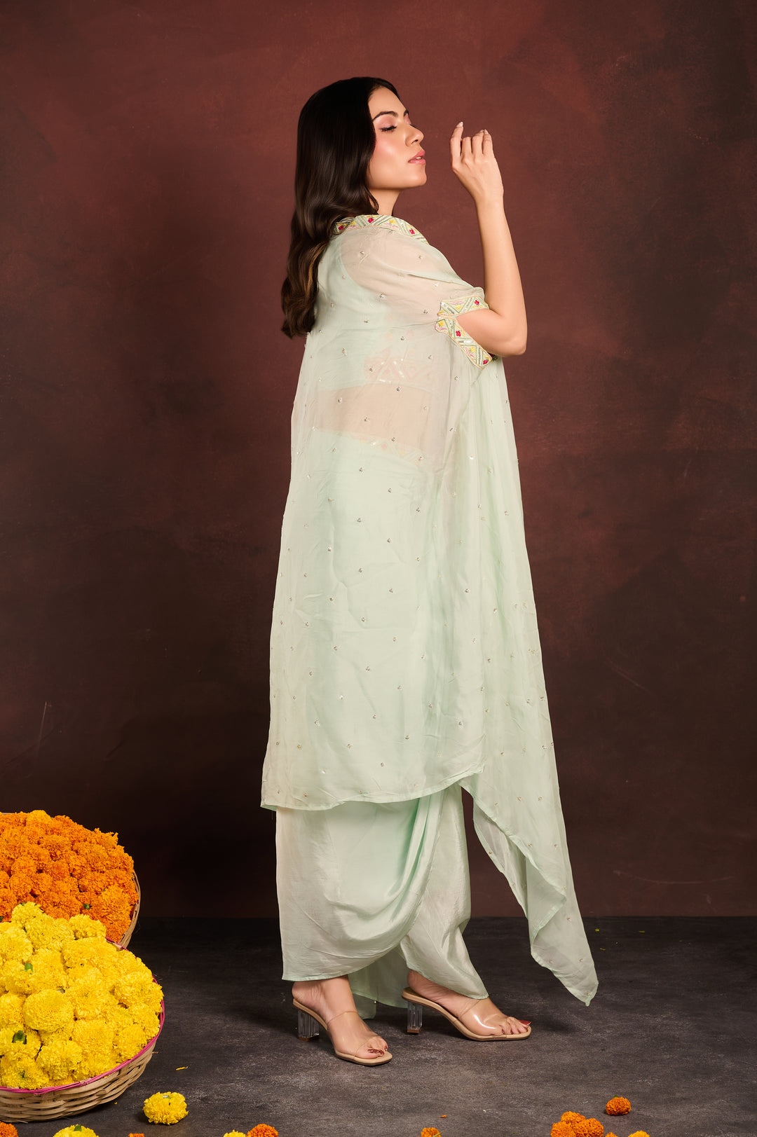 Mint Green Skirt Set with Jacket