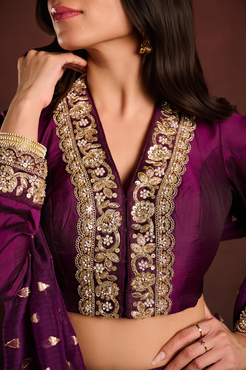 Violet Embroidered Lehenga Set