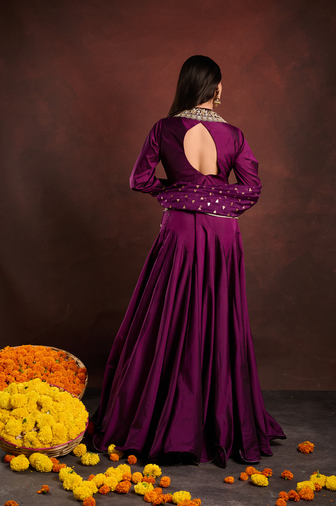 Violet Embroidered Lehenga Set