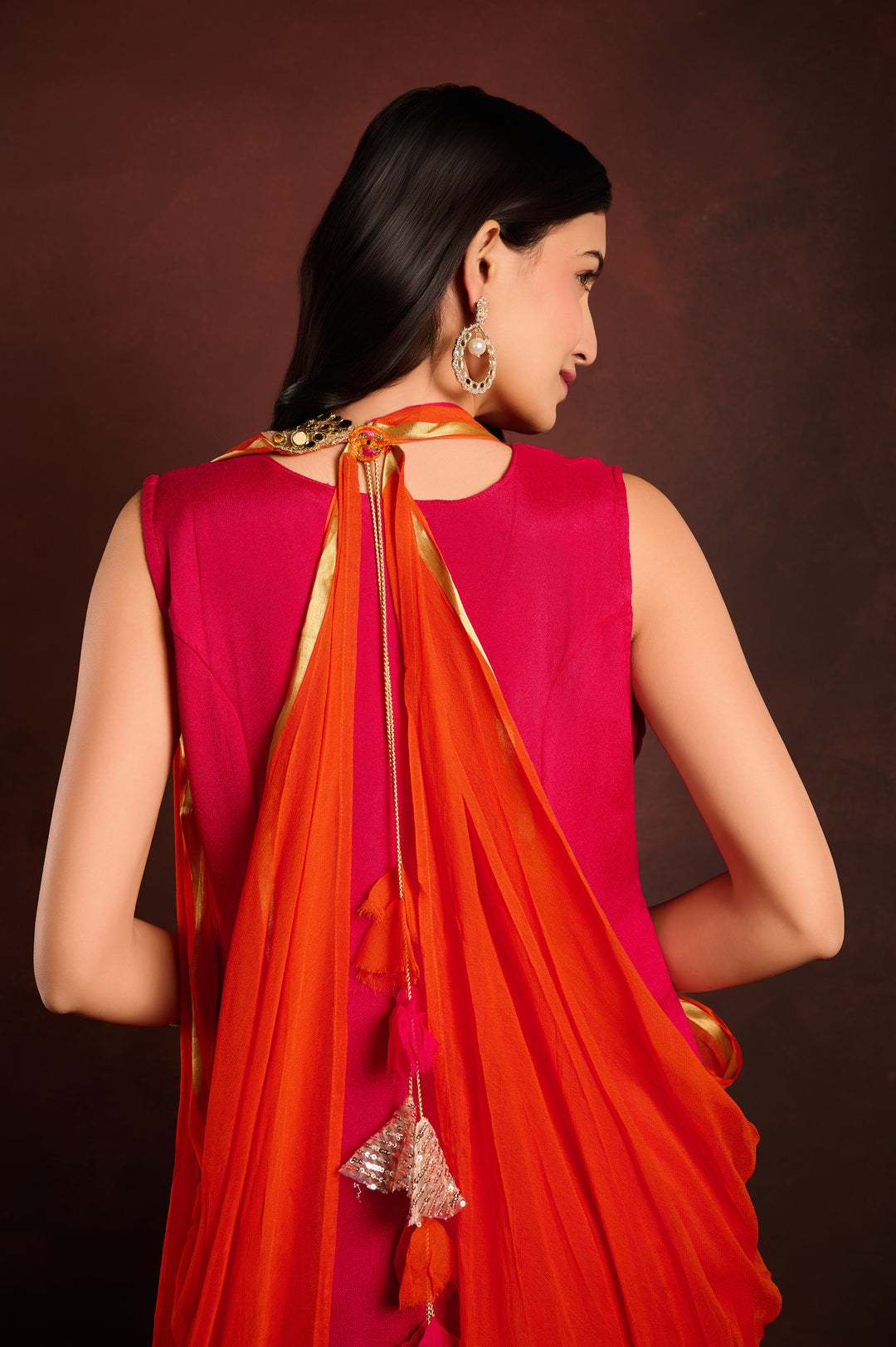 Two toned gown with cape