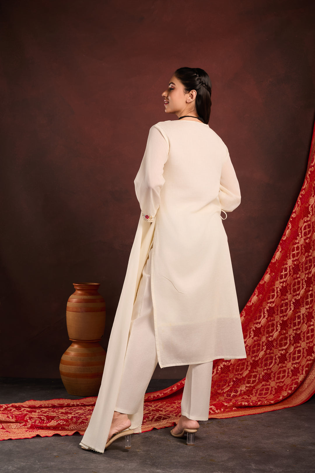 Multicolor Thread Yoke Embroidered suit set