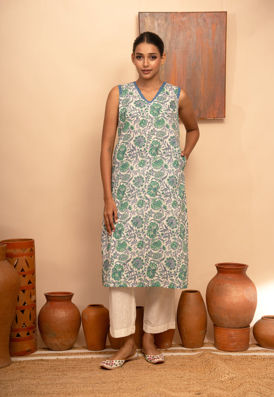 Women’s Jaal Block-Printed Regular Fit Kurta  - Arya collection