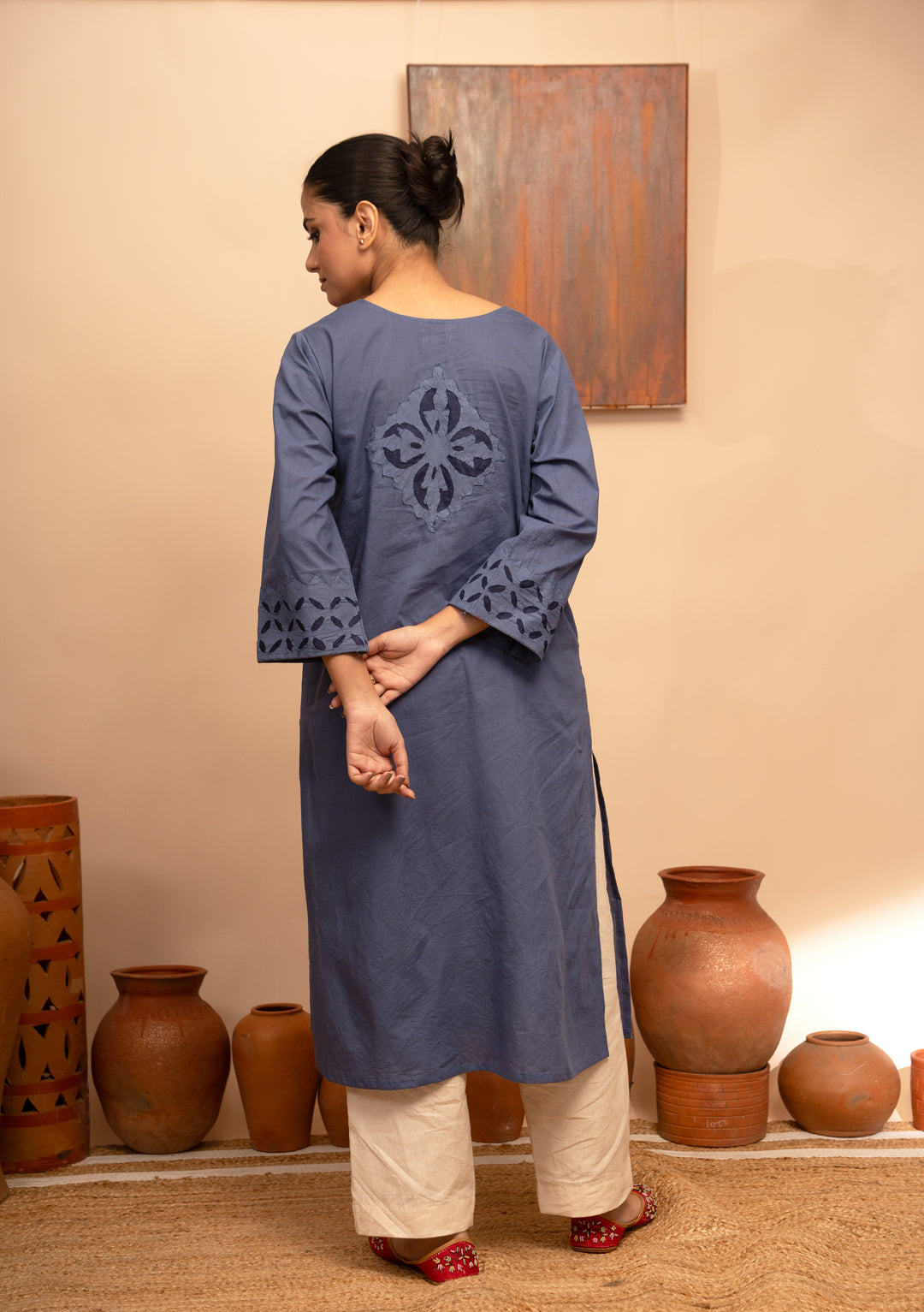 Women’s Handcrafted Appliqué Kurta with Yoke - Arya collection