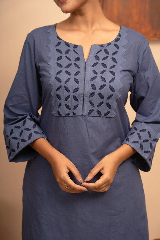 Women’s Handcrafted Appliqué Kurta with Yoke - Arya collection