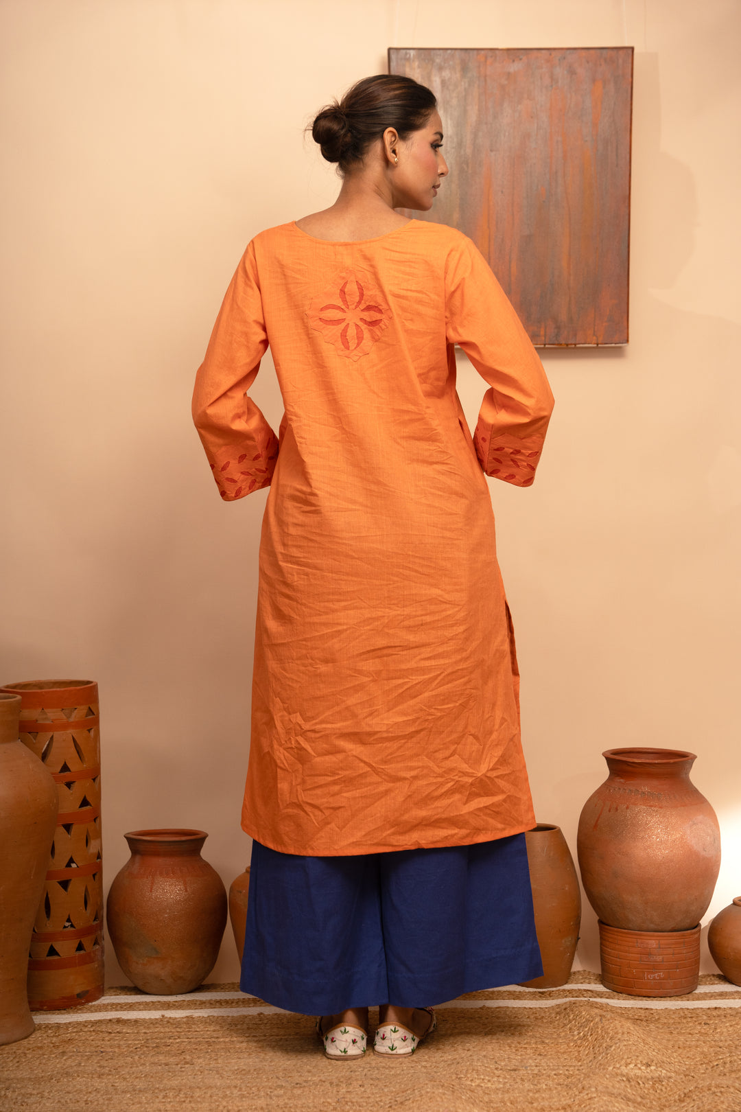 Women’s Handcrafted Appliqué Kurta with Yoke - Arya collection